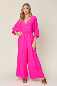 Half Sleeve Wide Leg Jumpsuit