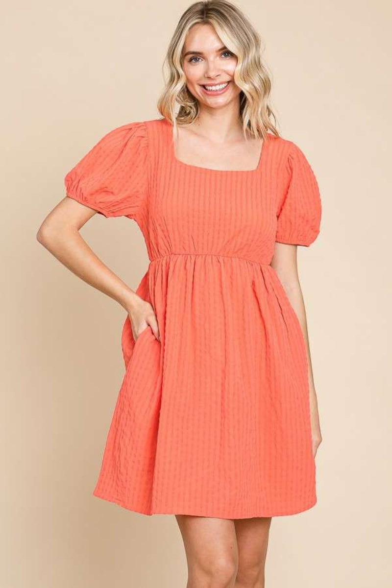 Textured Short Sleeve Dress