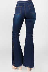 Side Slit Flare Jeans