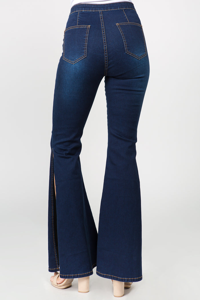 Side Slit Flare Jeans