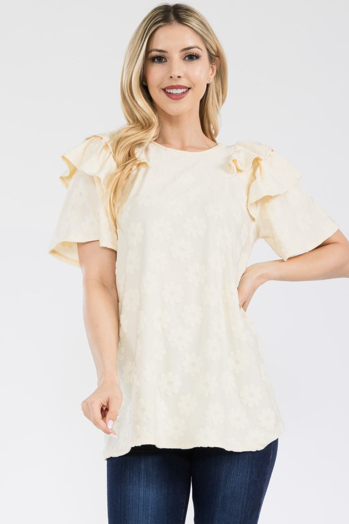 Ruffle Layered Daisy Floral Top