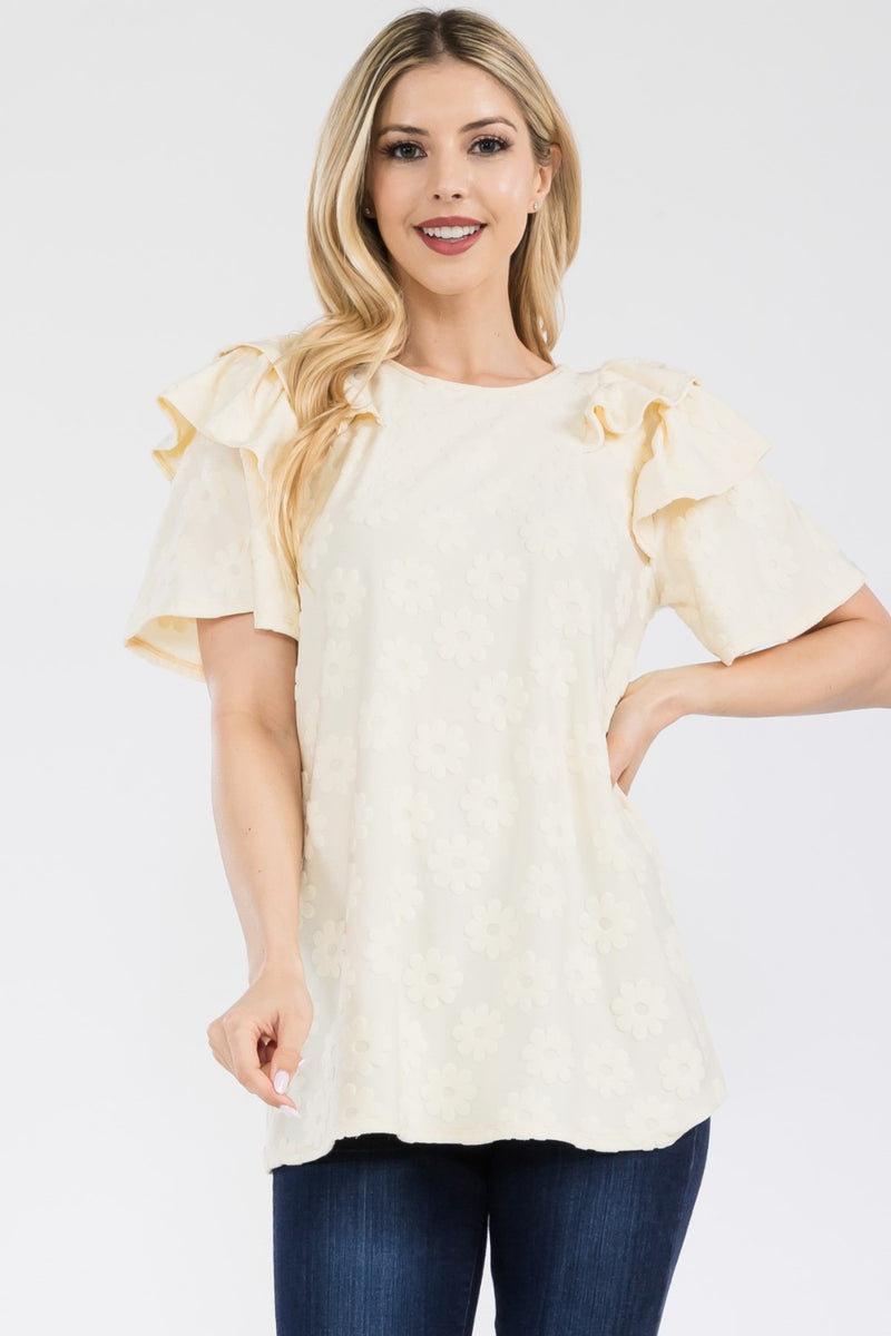 Ruffle Layered Daisy Floral Top