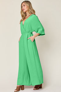 Half Sleeve Wide Leg Jumpsuit