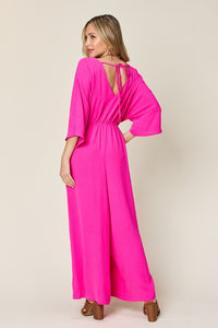 Half Sleeve Wide Leg Jumpsuit