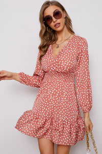 Puff Sleeve Ruffle Hem Dress