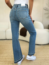 Mid Rise Destroyed Hem Distressed Jeans