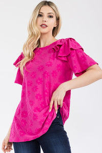 Ruffle Layered Daisy Floral Top