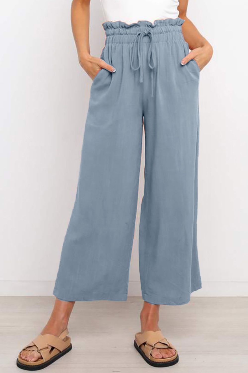 Drawstring Wide Leg Pants