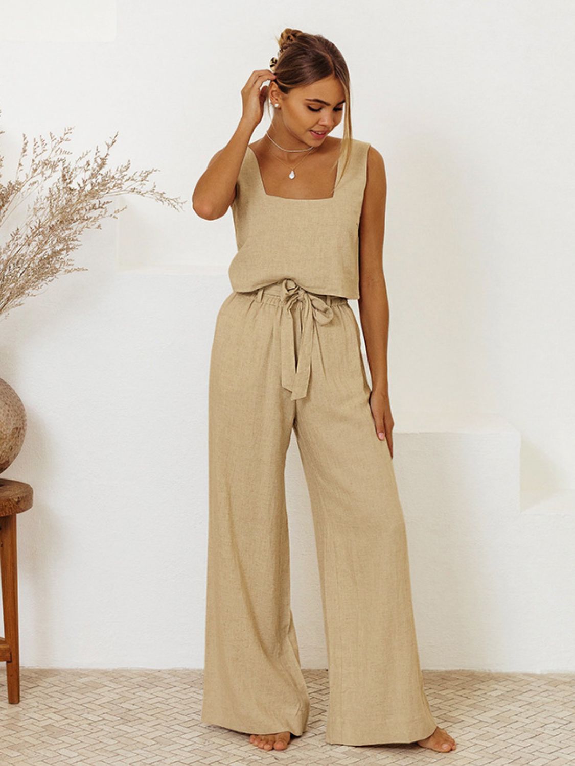 Sleeveless Top and Pants Set