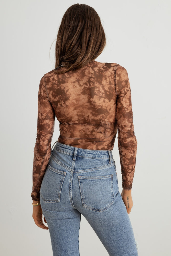 Abstract Mesh Lace-Up Bodysuit