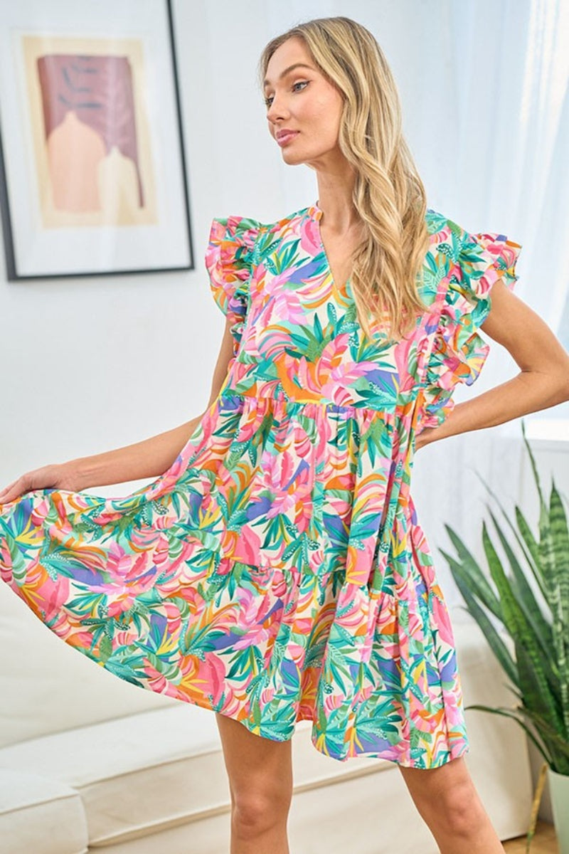 Ruffled Printed Dress