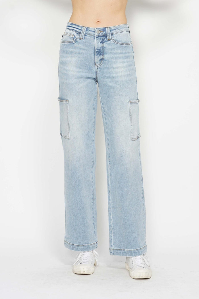 High Waist Straight Cargo Jeans