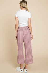 Striped Elastic Waist Wide Leg Pants