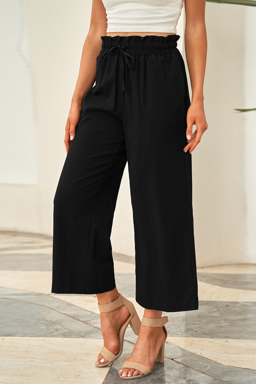 Drawstring Wide Leg Pants