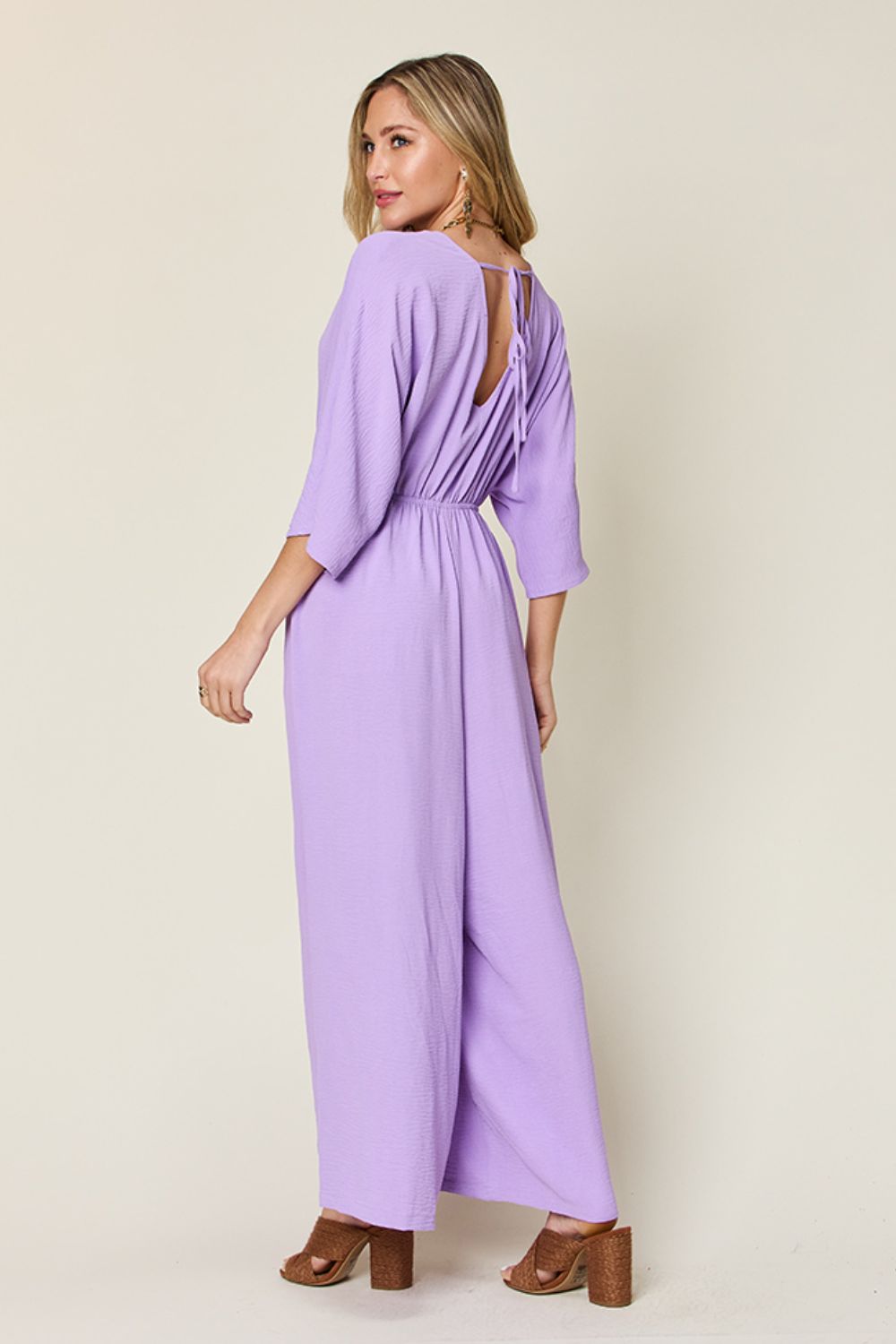 Half Sleeve Wide Leg Jumpsuit