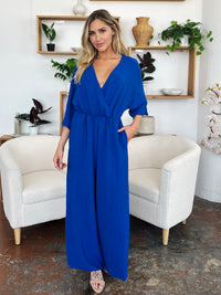 Half Sleeve Wide Leg Jumpsuit