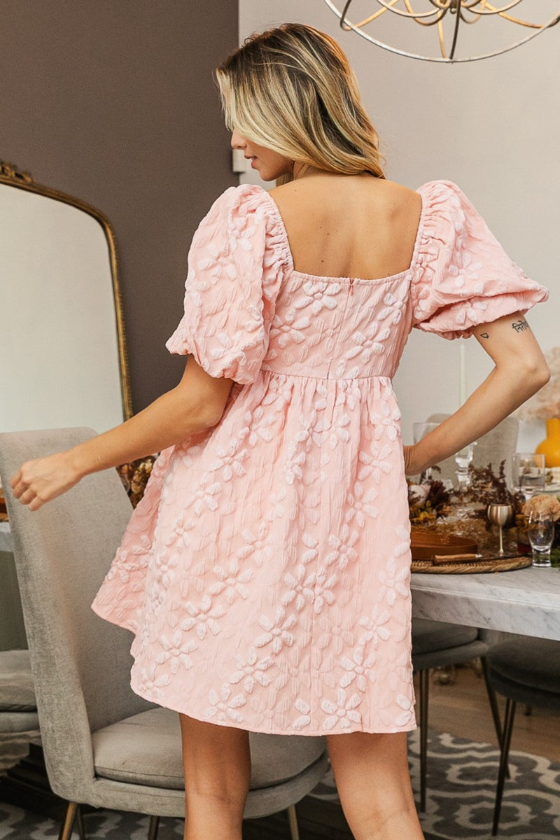 Flower Puff Sleeve Dress