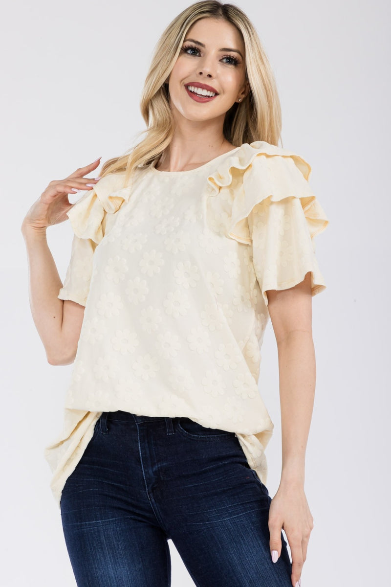 Ruffle Layered Daisy Floral Top