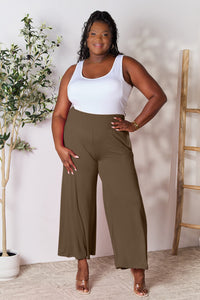 Smocked Wide Waistband Wide Leg Pants