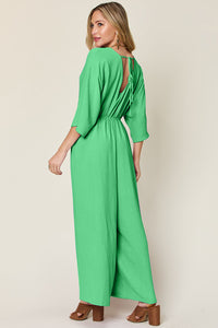 Half Sleeve Wide Leg Jumpsuit