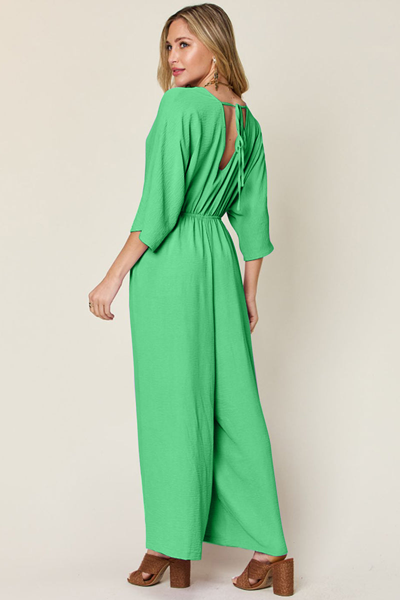 Half Sleeve Wide Leg Jumpsuit