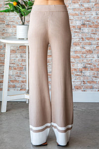 Contrast Ribbed Knit Pants