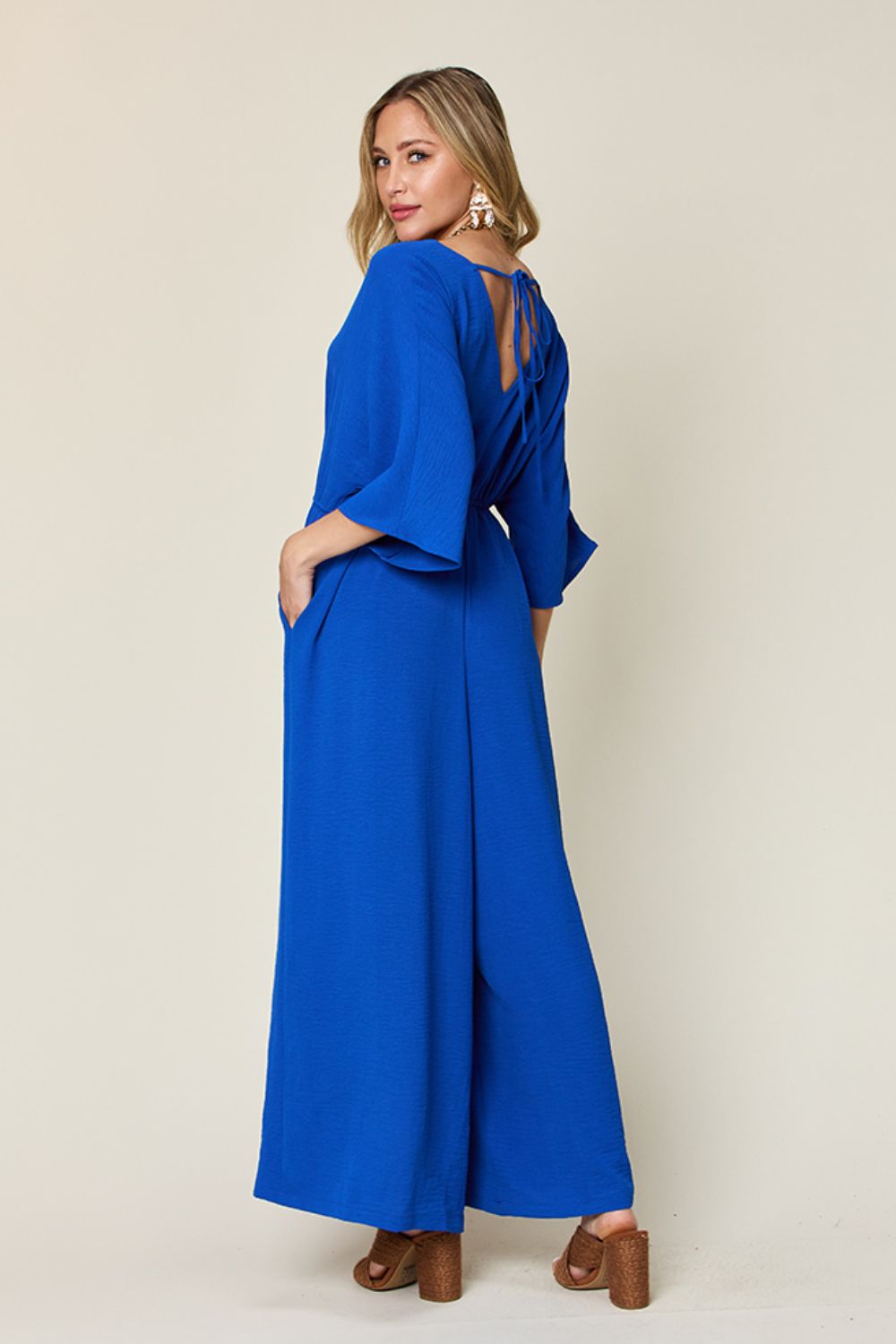 Half Sleeve Wide Leg Jumpsuit