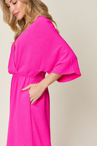 Half Sleeve Wide Leg Jumpsuit