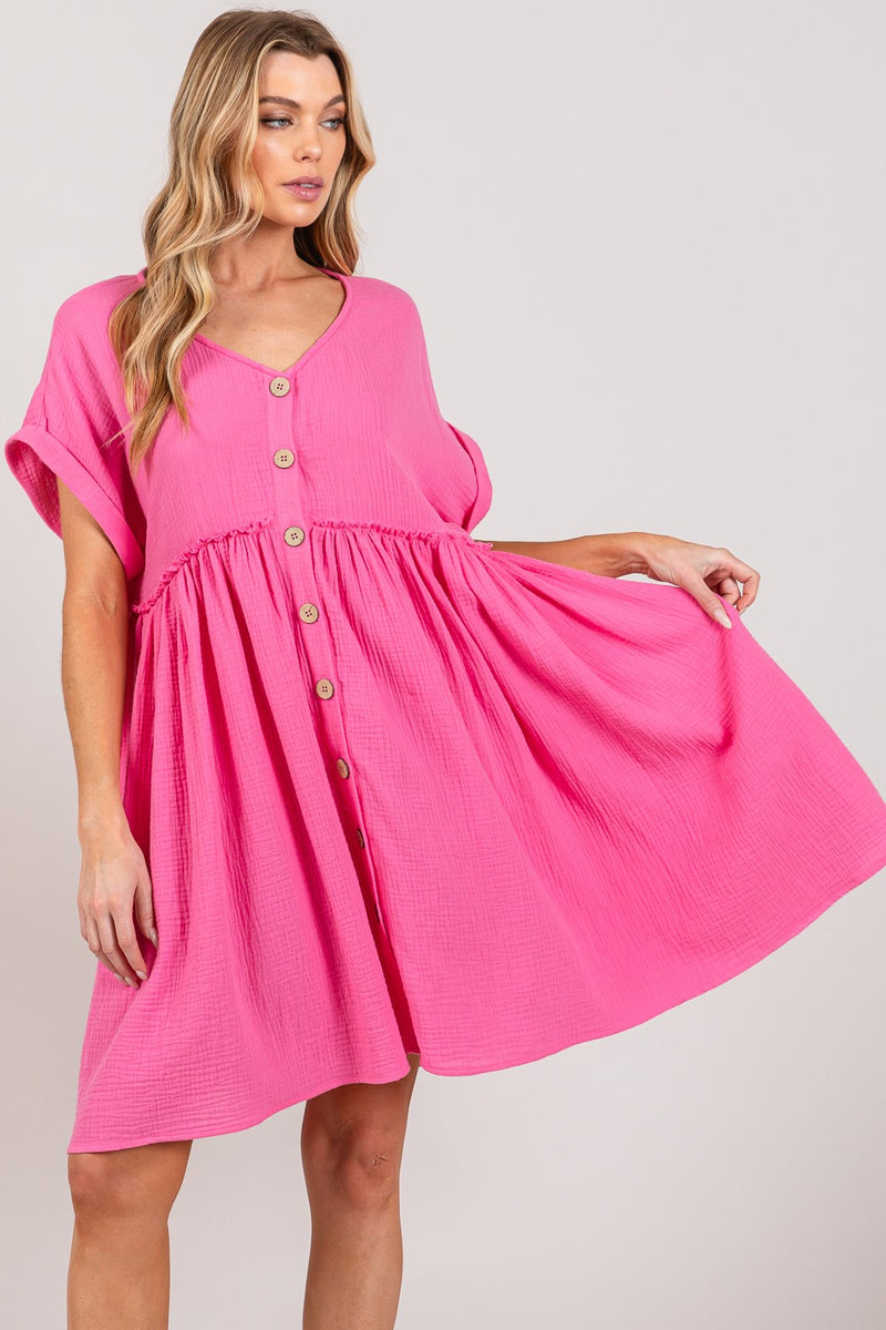 Button Up Short Sleeve Dress