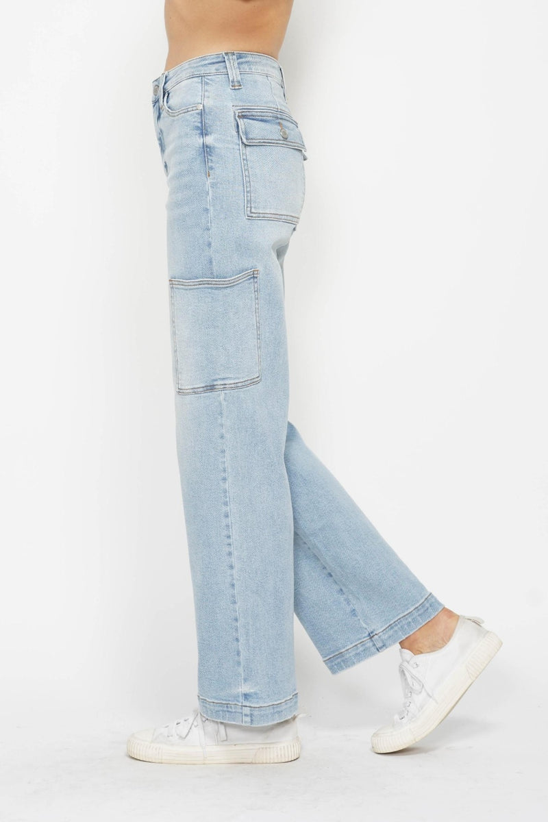 High Waist Straight Cargo Jeans