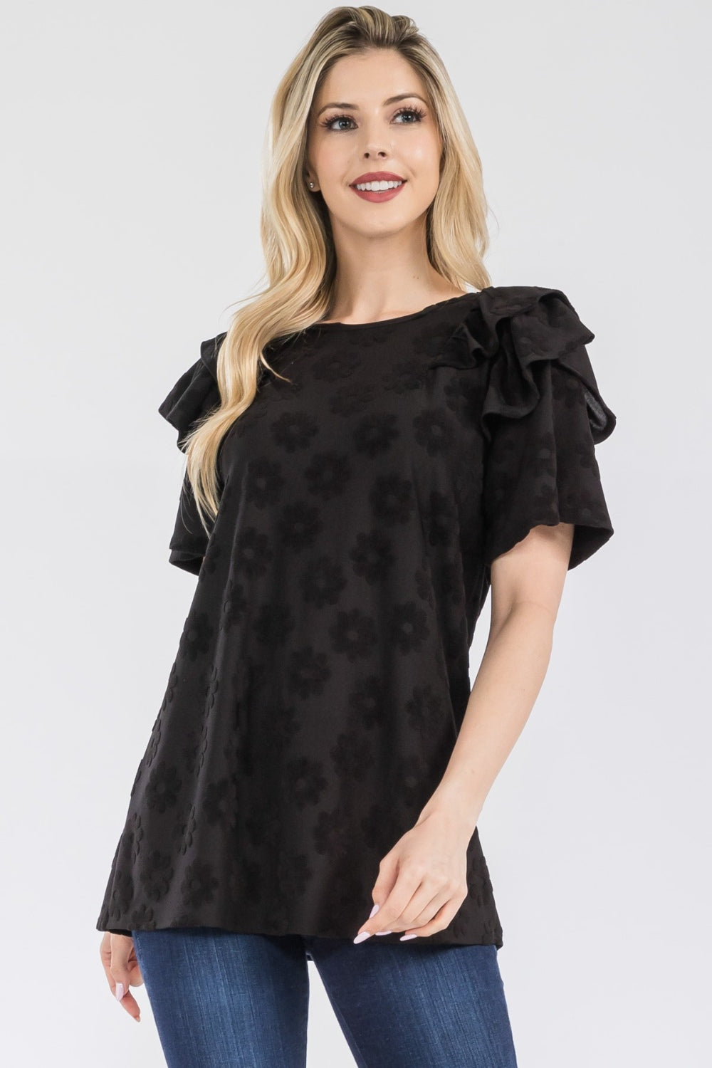 Ruffle Layered Daisy Floral Top