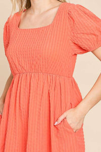 Textured Short Sleeve Dress