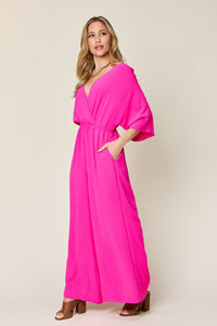 Half Sleeve Wide Leg Jumpsuit