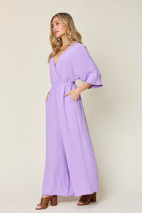 Half Sleeve Wide Leg Jumpsuit