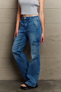 High Waisted Cargo Flare Jeans