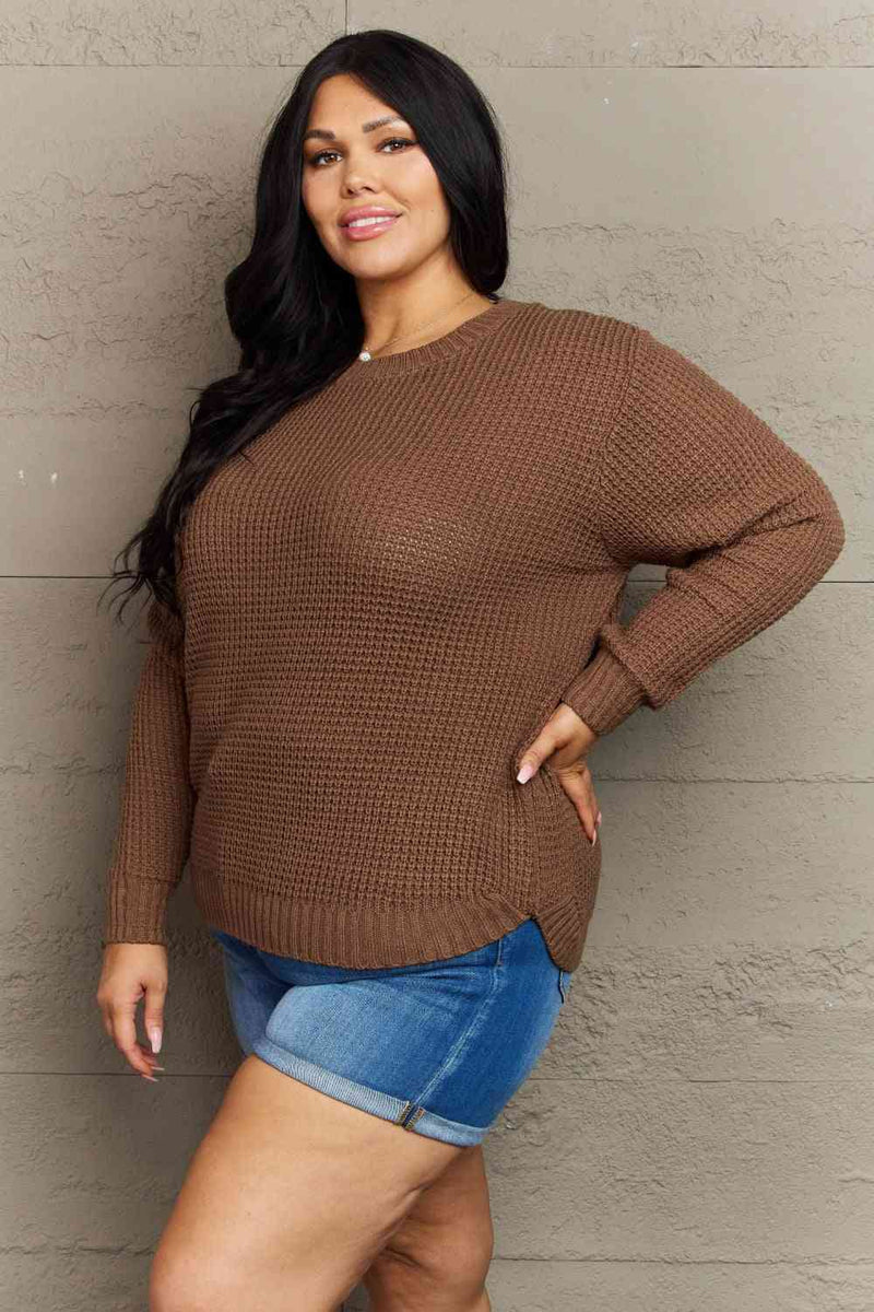 High Low Waffle Knit Sweater