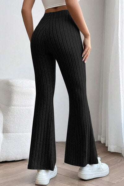 High Waist Ribbed Flare Pants