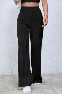 High Waist Ribbed Flare Pants