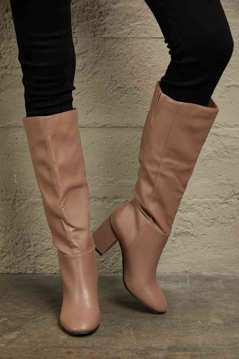 Mocha Heel Knee High Boots