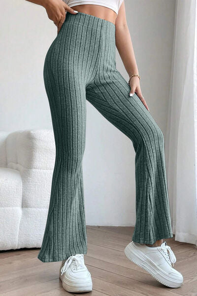 High Waist Ribbed Flare Pants