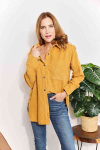 Button-Down Tunic Shirt with Bust Pocket