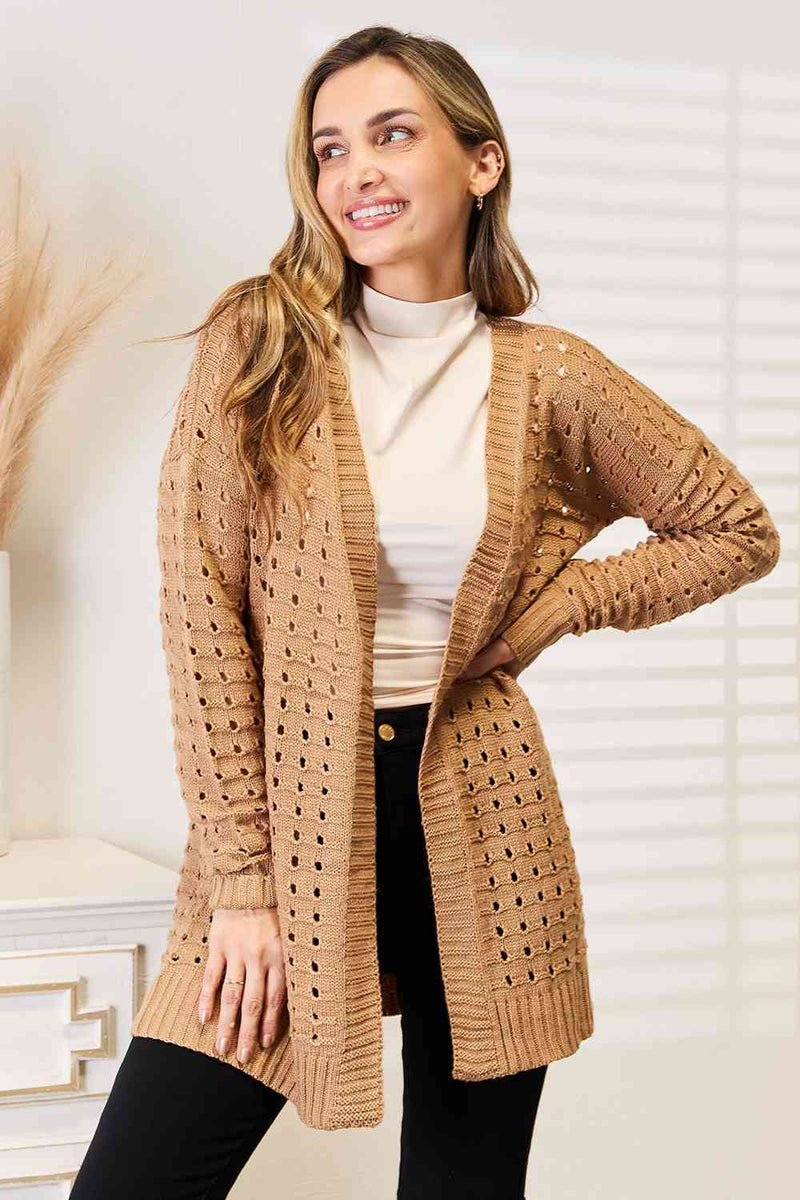 Ribbed Open Front Cardigan