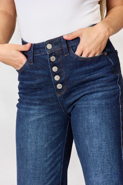 Button-Fly Straight Jeans