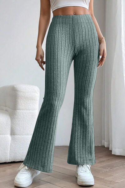 High Waist Ribbed Flare Pants