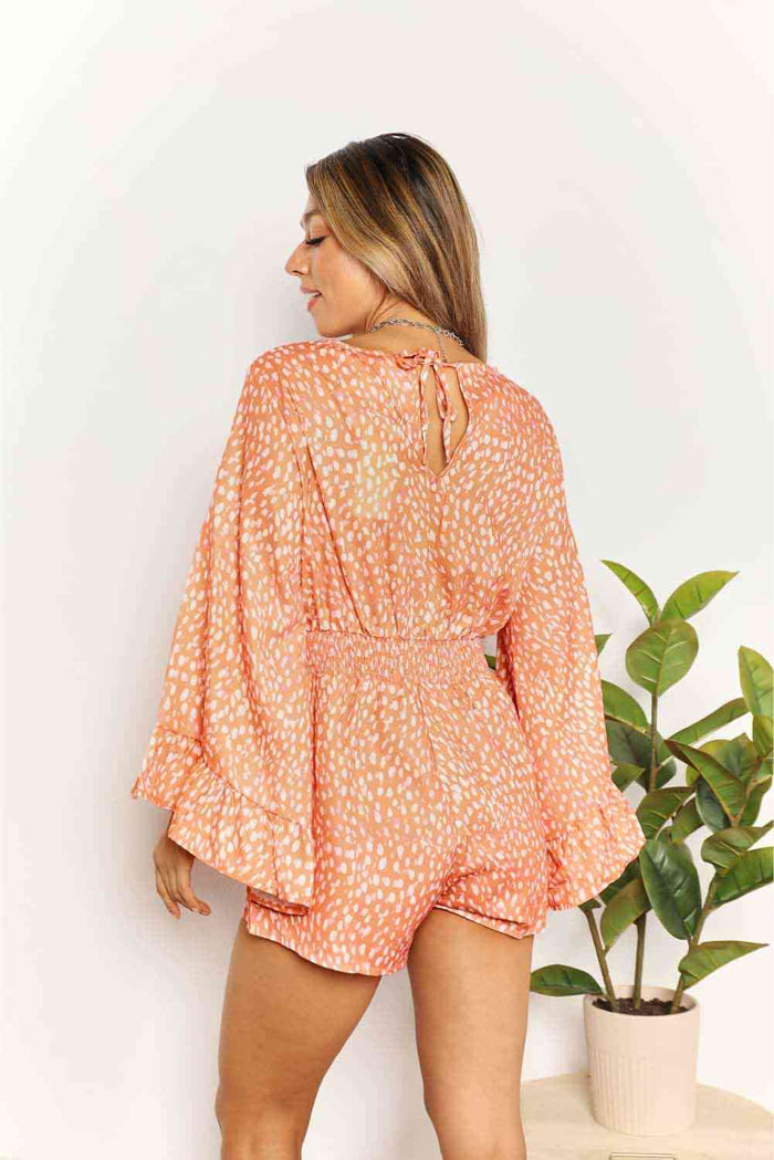 Flare Sleeve Surplice Romper