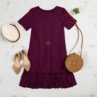 Short Sleeve Ruffled Hem Dress