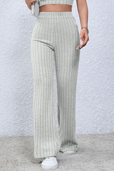 High Waist Ribbed Flare Pants