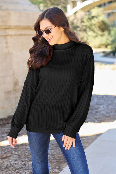 Basic Mock Neck Knit Top