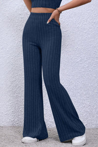 High Waist Ribbed Flare Pants