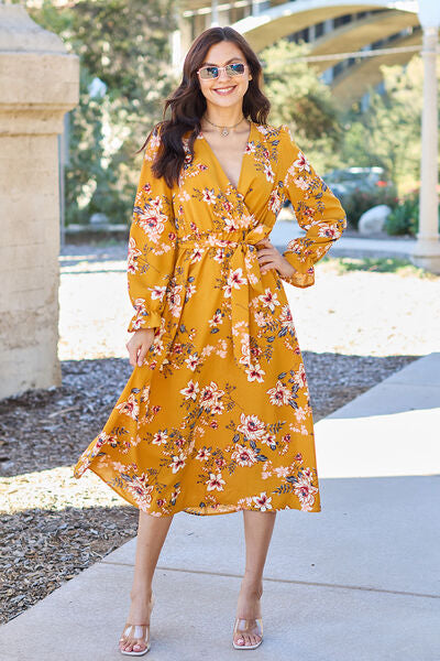 Floral Tie Back Sleeve Dress